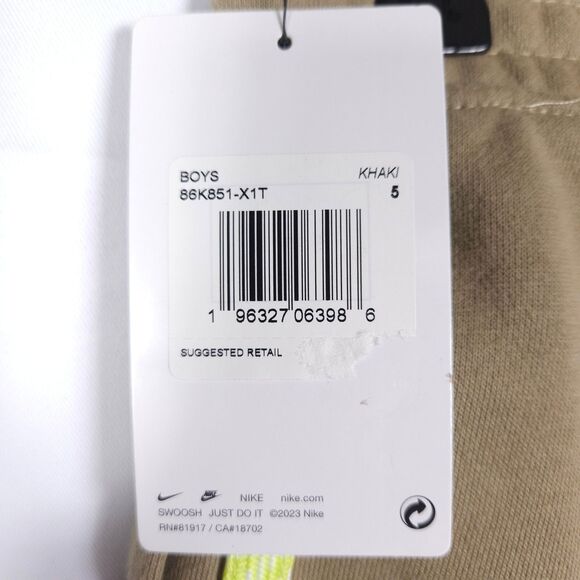 NWT Nike Boys Small 4-5 Years Brown Khaki Just Do It Sportswear Shorts - Picture 2 of 9